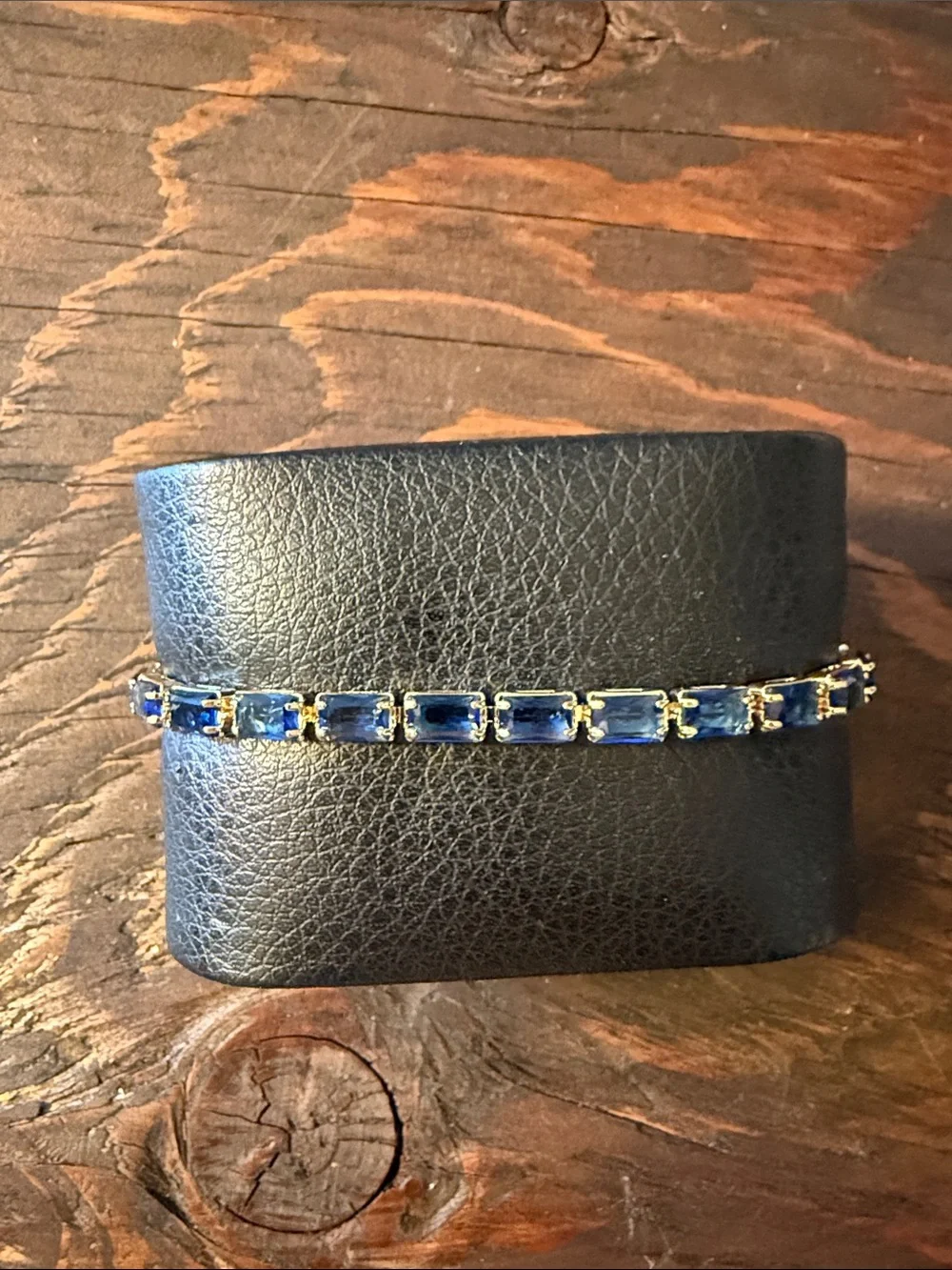 Gold Plated Royal Blue Tennis Bracelet - Classic Women's Jewel